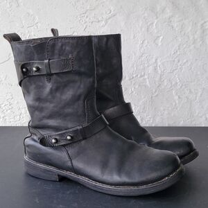 Rag & Bone Size 8 Ankle Boots Black Leather Moto Biker Engineer Style